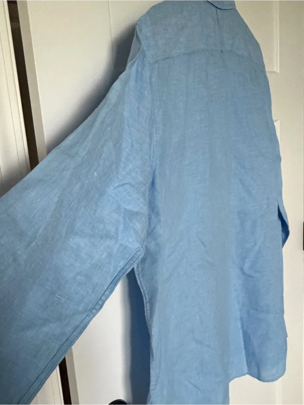 Banana Republic Men’s Casual Linen Button-Up Shirt Large Light Blue EUC